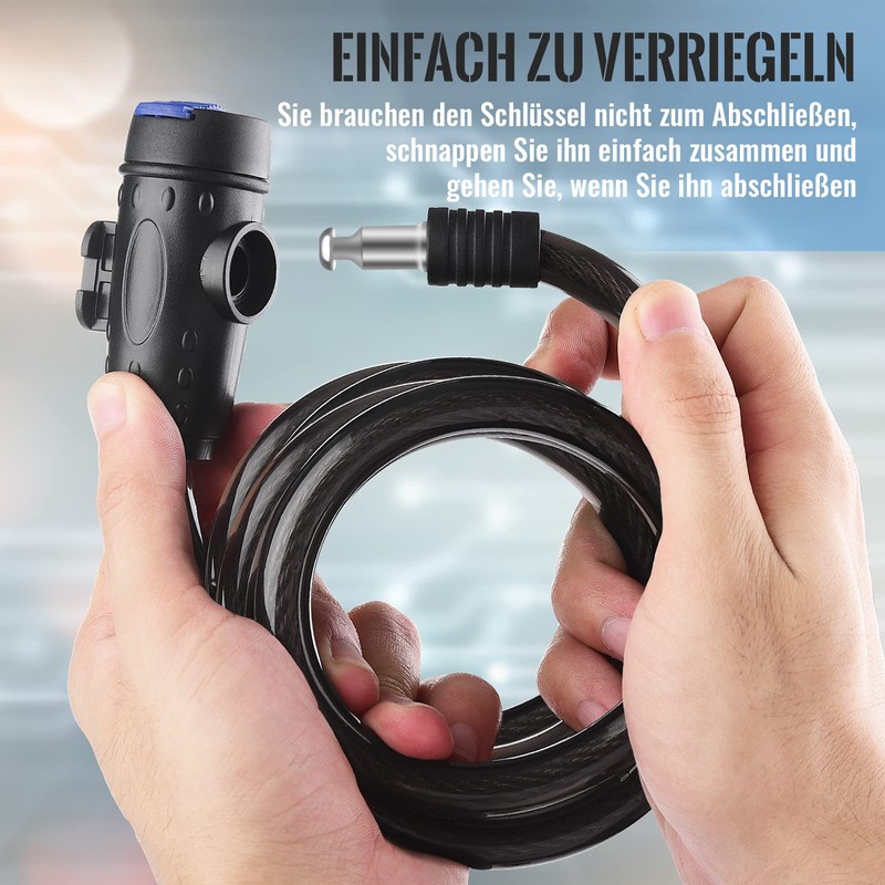 Diyife Bicycle Cable Lock, Heavy Duty 12 mm Thick Bicycle