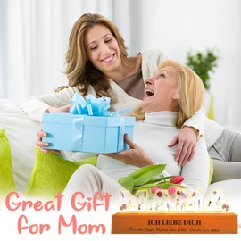 PWCTNT Gifts for Mum, Gift Mother's Day, Flash Acrylic Blocks Mum, Gifts for Mother's Day from Son Daughter, Wooden Sign Home Decor for Mother's Day Birthday Gifts Christmas