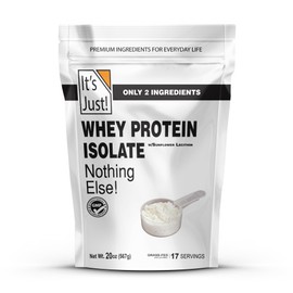 It's Just! - Whey Protein Isolate, Ultra Premium Grass-Fed, Unflavored, Made in USA, Pure 90% Protein, Only 1g Carb, No Added Sugar (1.25 Pound)