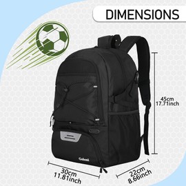 Soccer Backpack with Ball Holder - 30L Lightweight Water-Resistant Sports Bag for Men & Women, Ideal Football Equipment Backpack for Basketball Volleyball Training & Matches