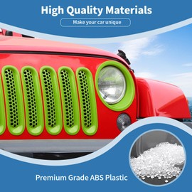 PDKLIN for Jeep JK Front Grille Inserts & Headlight Cover Trim Ring for Jeep Wrangler JK JKU 2007-2017 Green Exterior Accessories 9pcs