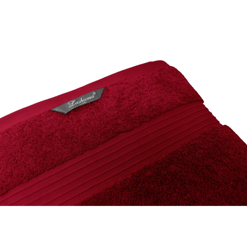 Lashuma Sauna Towel Embroidered with Monogram, Bath Towel Red Ruby