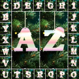 26 Pcs Initial Christmas Ornaments for Tree Decorations. 26 Acrylic Decorative Hanging Christmas Alphabet Letters DIY Craft Ornaments for Christmas Tree, Xmas Gift Stocking Tag