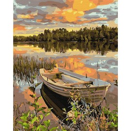 Artnapi Paint by Numbers Adults Children Kits without Frame 40 x 50 cm (Boot at Sunset) - DIY Oil Painting on Canvas Gift - Very Fun and Relaxing, Anti-Stress, Learn to Paint