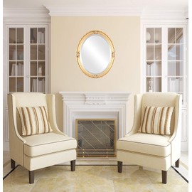 OVALCREST Oval Beveled Wall Mirror for Home Decor - Jefferson Style - Antique Gold Leaf - 24x30 Outside Dimensions