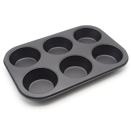 HYTK Muffin Pan 6 Cup Cupcake Baking Pan No Stick Carbon Steel Easy Clean