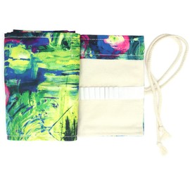 Misgirlot Pencil Roll Wrap,Drawing Coloring Canvas Pencil Roll 36/48/72 Slots Artist Pencil Wrap (Pencils Are NOT Included) Pencils Pouch Case Canvas Stationery(Ink Painting,36 Slots)