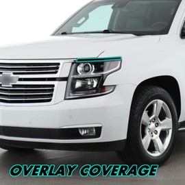 SlickMod Chrome Delete Blackout Vinyl Overlay for 2015-2020 Chevy Tahoe Headlight Bezel Trim (Gloss Black)