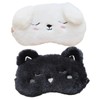 Ipetboom 2Pcs Lovely Cartoon Animals Eye Masks for Sleeping Lightproof