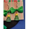 Giftcraft Christmas Tree Earrings and Wreath Scrunchie Set Green 087