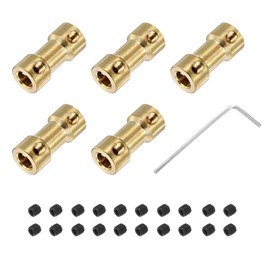 sourcing map 5 Pack 5mm to 5mm Brass Shaft Coupling Joint Connector with Screws and Hex Wrench Flexible Motor Shaft Coupler for Car Wheels Tires Shaft Motor