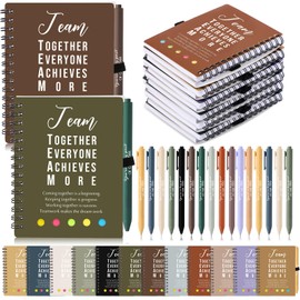 Resurhang 48 Pcs/24 Sets Employee Appreciation Gift Valentine's Day Inspirational A6 Spiral Weekly Notebook Motivational Ballpoint Pen for Coworker Nurse Teacher(Light Color,Team Together)