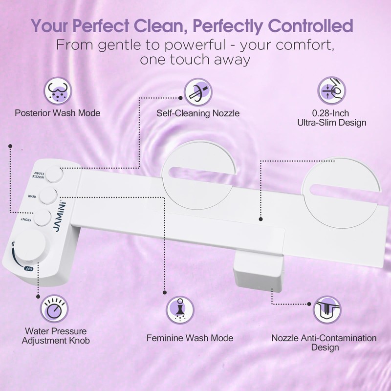 Jamini Ultra-Slim Detachable Bidet Attachment for Toilet – Non-Electric Cold