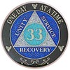(Years 1-50) 33 Year AA Recovery Silver Color Plated Glitter