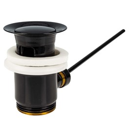 tecuro Exzenter Ab- und Überlaufgarnitur Messing schwarz RAL 9005 - für Waschtische mit Überlauf