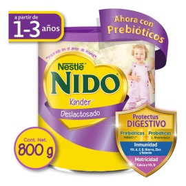 Leche de fórmula en polvo Nestlé Nido Kinder Deslactosado en lata de 1 de 800g - 1 a 3 años