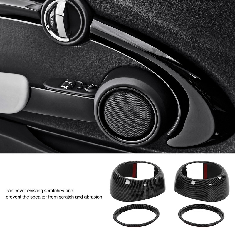 4pcs Carbon Fiber Style Door Midrange Speaker Cover Trims for