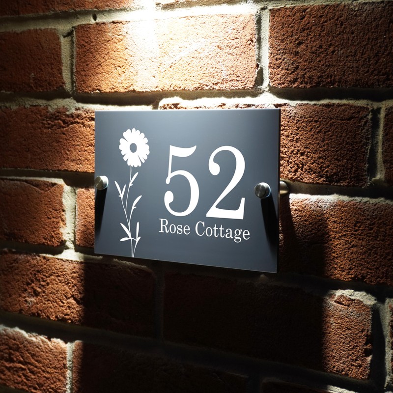 Badgemaster Modern Anthracite House Number Sign Plaque Stainless Steel Standoffs