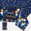 Happy Birthday Table Cloth Blue, Disposable Plastic Birthday Party Tablecloth