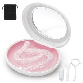 Retainer Case for Invisalign and Night Guard, Travel Mouth Guard Container with Magnetic Closure, Vent Holes & Clear Top, Compact Retainer Holder for Aligners, Dentures, Sports Guards