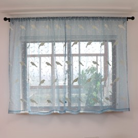 SLOW SOUL Set of 2 Panels Blue 3D Elegant Embroidered Birds Luxury Sheer Curtains for Bedroom Living Room Farmhouse Drapes Curtain with Rod Pocket White 52W X 63 inch Length