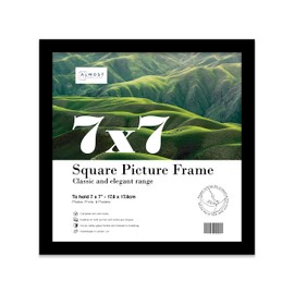 7x7 Inch Black Square Thin Photo Frame Wall Mountable and Freestanding Thin Picture Frame Standard Square Photograph Size, 7" X 7"(17.8 X 17.8cm)