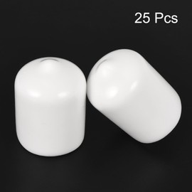 sourcing map 25pcs Rubber End Caps 17mm ID Vinyl Round End Cap Cover Screw Thread Protectors White