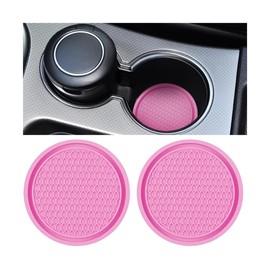 8sanlione 2 Pack Car Cup Holder Coaster, 2.75 Inch Diameter Non-Slip Universal Insert Coaster, Durable, Suitable for Most Car Interior, Car Accessory for Women and Men(Pink)