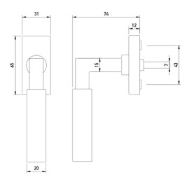 Beschläge Hamburg: Window Handles, Window Lever Gro Prime DK 20-44ZAMAK MMN in Accordance with Meyer & Gropius, Rotation/Tilt Window Fitting with 45° Grid, Window Set, Matt Nickel-Plated