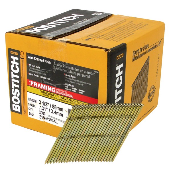 BOSTITCH S16D131GAL-FH 28 Degree 3-1/2-Inch by .131-Inch Wire Weld Galvanized Framing Nails (2,000 per Box)
