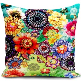 HUASHUZI Kissenbezug mit Blumenmotiv für den Außenbereich, bunt, Dekoration für Zuhause, Garten, Wohnzimmer, Couch, Terrasse, Möbel, Sofa, Geschenke, 45 x 45 cm