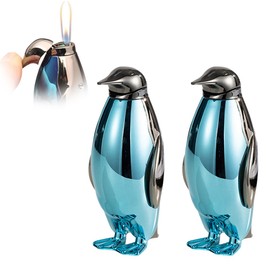 2 Pack Blue Cool,Butane Jet Torch Lighter,Refillable Windproof Flame Lighters,Adjustable,Long,BBQ Candles Camping (No Gas)