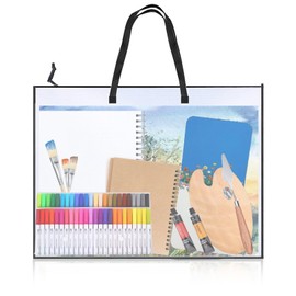 NCOALE Art Folder Carry Bag Storage Portfolio Case 25X19in Folder for Artwork Transparent Handbag with Zipper and Handle Art Bags for Artists Posters Painting Bulletin Boards