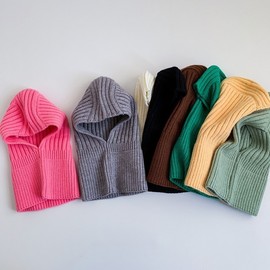 Kids Balaclava Beanie Chic Style Hat Scarf All-in-One lf2204 Free Size/Free Size Khaki (Kids All-in-One Hat) 3ea