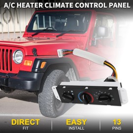TUCKBOLD A/C Heater Climate Control Panel for Jeep Wrangler TJ 2.4L 4.0L 13 Pin Durable No.55056558AA | Front A/C Heater Climate Control Module Black 1 Set