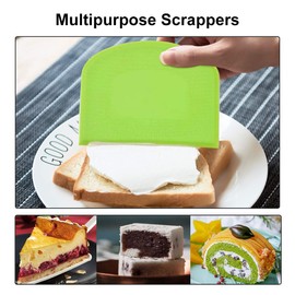 2 Pack Beeyoka Dough Scraper,Kitchen Food Grade Bowl Scraper Flexible Plastic Bench Scraper Multipurpose Food Scrappers Very Practical Baking Gadget(Green+White)