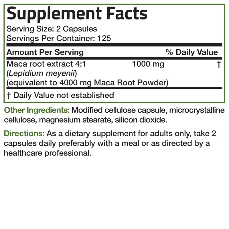 Bronson Maca Root Extra Lepidium Meyenii, Non-GMO, 250 Vegetarian Capsules