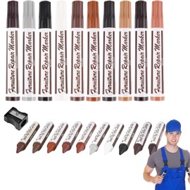 Möbelreparaturset,Möbelreparaturstift Set,21 Stück Furnier Reparatursetür Für Holzreparatur,10 Möbelstift+10 Holzwachs+1 Bleistiftspitzer,Holz Reparatur Stift Möbel Reparaturset für Flecken,Kratzer