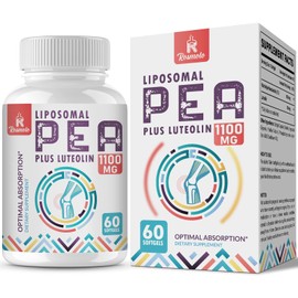 Liposomal Palmitoylethanolamide 1000 mg + Luteolin 100 mg, Micronized Pea 99% Highly Purified - Enhanced Absorption and Bioavailability, 180 Softgels