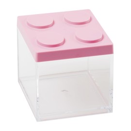 omada Design Confetti or candy container, Brick type, in transparent plastic and coloured lid - 500 ml - 10x10x10,5 cm