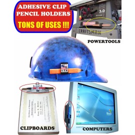 NIFTY CLIPS PENCIL HOLDERS 10 WHITE ADHESIVE CLIPS carpenter plumber craftsman locker USA