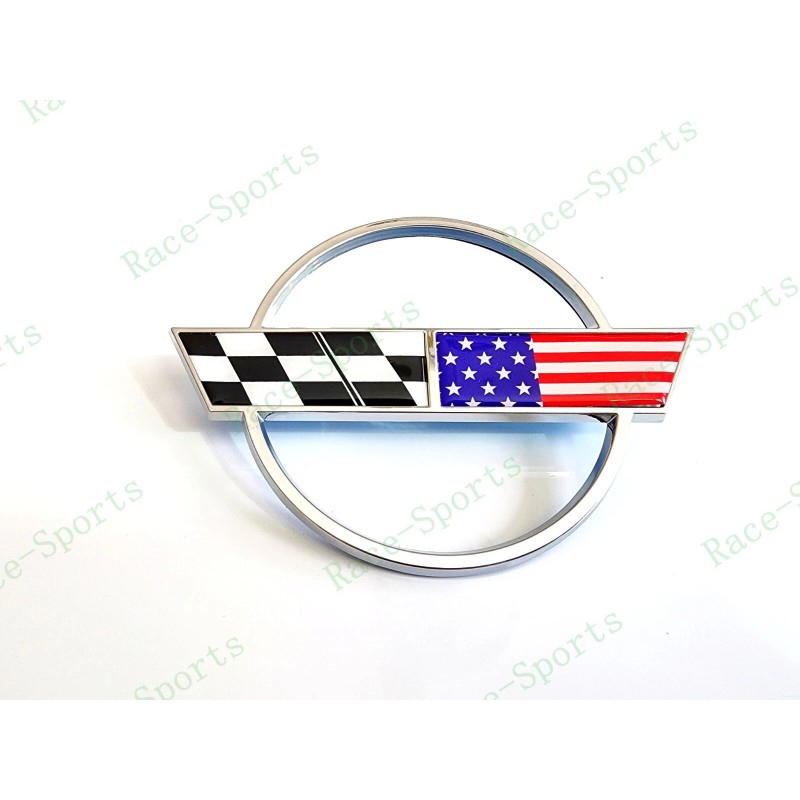 AUTO 2PC Chrome Front & Rear Gas Lid Blue Cross