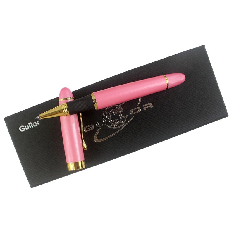 Gullor Jinhao X450 Rollerball pen, Gold Trim, Black Ink, Pink