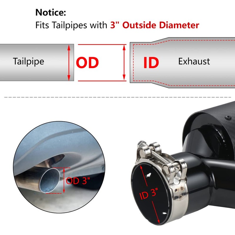 A-KARCK Carbon Fiber Exhaust Tip 3" Inlet to Dual 3.5"