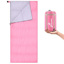 Sportneer Sleeping Bag Summer Sleeping Bag: Warm Summer Sleeping Bag Portable Lightweight Waterproof Sleeping Bag with Compression Bag for Camping, Backpacking, Hiking, Travel, Pink