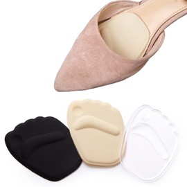 Ball of Foot Cushions for Women, 3 Pairs Reusable Silicone Gel Pads, Non-Slip Cushion Inserts for High Heels & Flats, Ultra Thin Comfort Support (Clear/Beige/Black)​