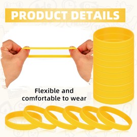 12 Pieces Rubber Bands For Bracelets, Blank Stretch Silicone Wristbands For Teens, Party, Gift-Yellow