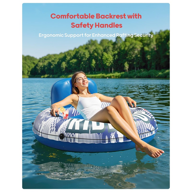QPAU Inflatable River Tube, 0.4 mm Thickened Puncture-Resistant Heavy Duty