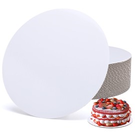 EUSOAR Cardboard Cake Boards, 25 Pack 12 Inch White Sturdy Corrugated Cardboard Rounds Base Pizza Plates, Waterproof and Oil-proof Cake Circles for Wedding Birthday Parties Dessert