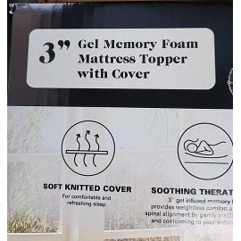 Allswell 3 Inch Gel Memory Mattress Topper with Cover Twin NEW